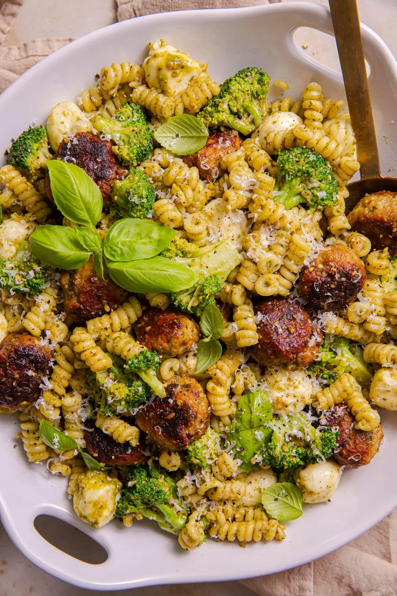 Pesto Pasta with Turkey Meatballs