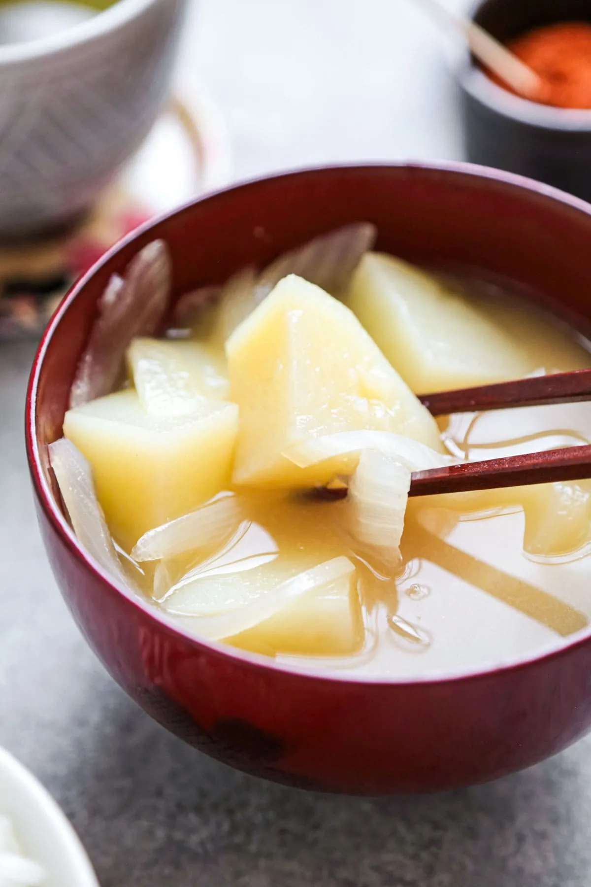 Potato And Onion Miso Soup