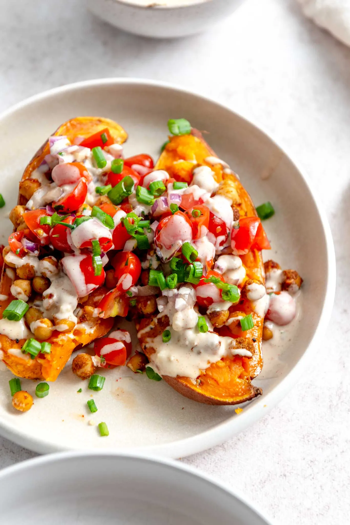 Baked Mediterranean Sweet Potatoes with Chickpeas