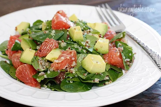 Quinoa Salad with Spinach Grapefruit & Avocado