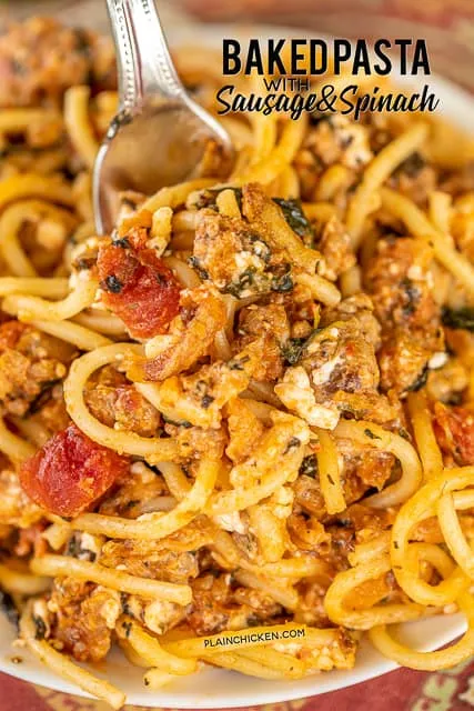 Baked Pasta with Sausage & Spinach