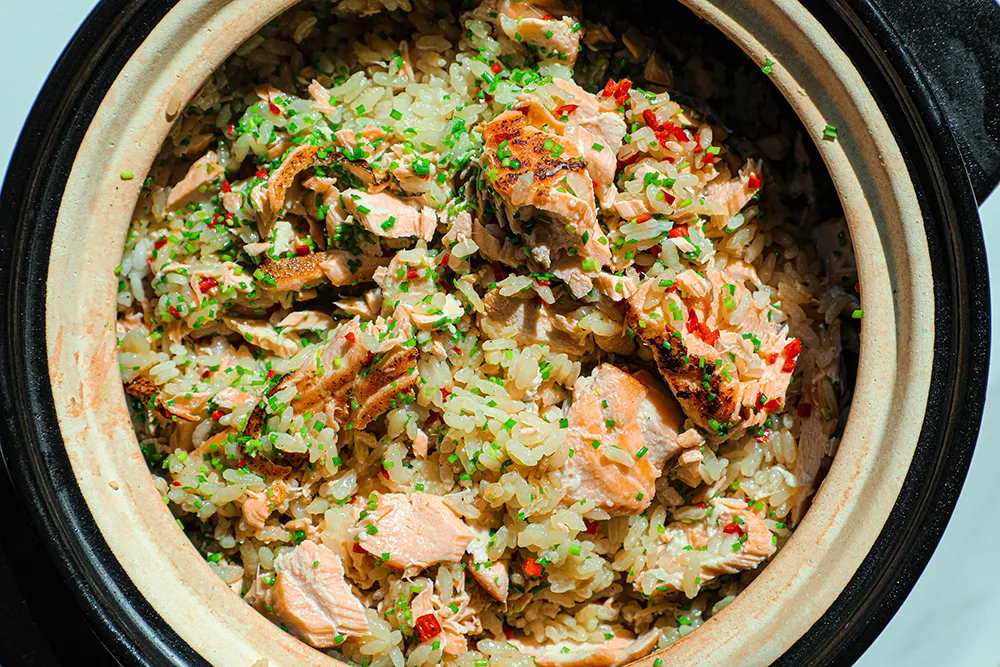 Rice Recipe in a Pot with Salmon