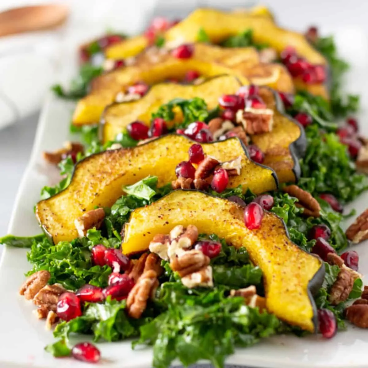 Roasted Acorn Squash Kale Salad