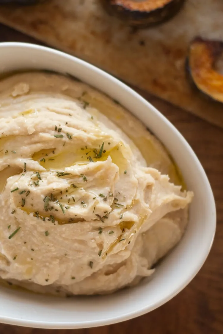 Roasted Garlic and White Bean Hummus, Served Warm