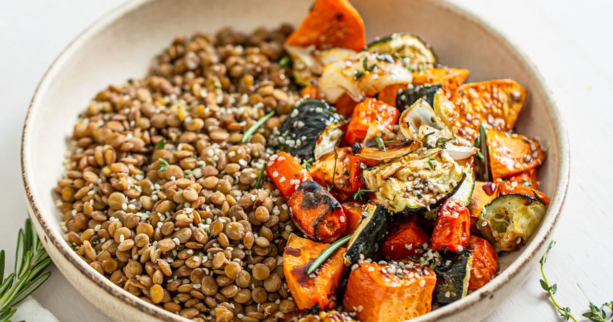 Roasted Vegetable Lentil Salad