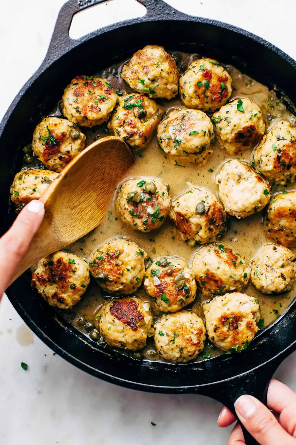 Rustic Chicken Piccata Meatballs