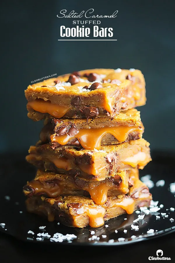Salted Caramel Stuffed Cookie Bars
