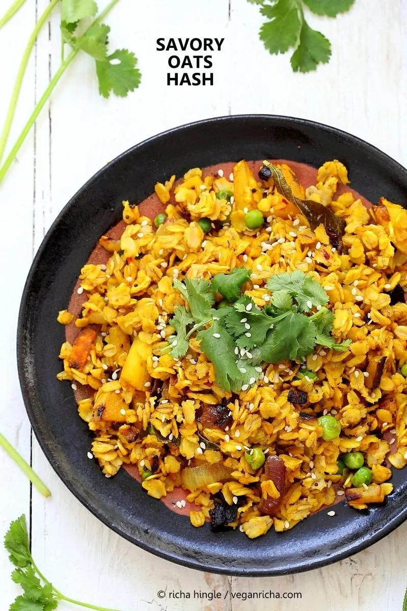 Savory Oats Hash - Indian Oats Poha Upma