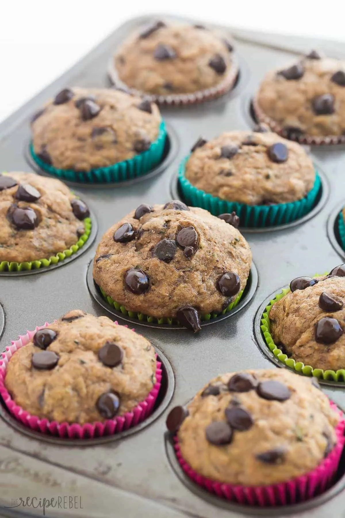 Banana Chocolate Chip Zucchini Muffins