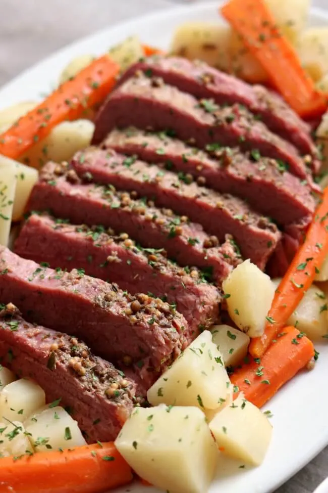 Slow Cooker Corned Beef Dinner with Mustard Sauce