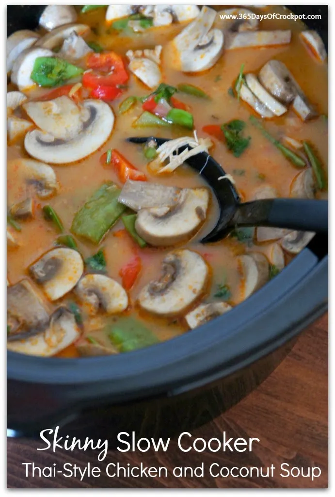 Slow Cooker Thai Style Chicken and Coconut Soup