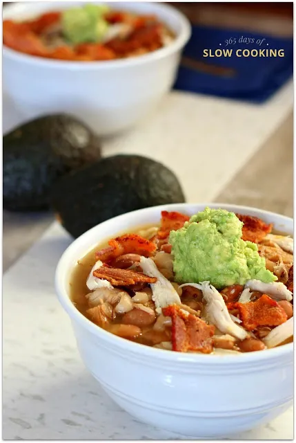 Slow Cooker Turkey Bacon Avocado and Bean Soup
