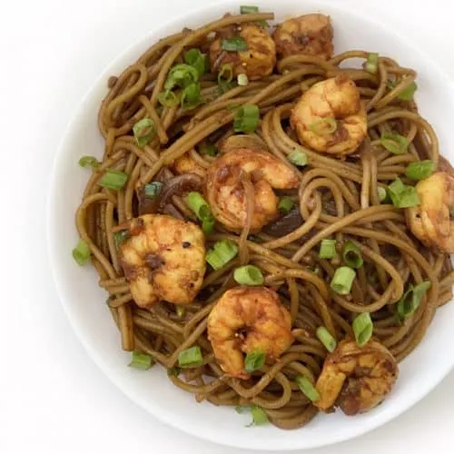 Spicy Garlic Noodles with Shrimp