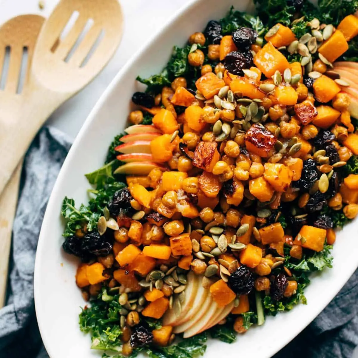 Squash Salad with Kale and Roasted Garlic Dressing