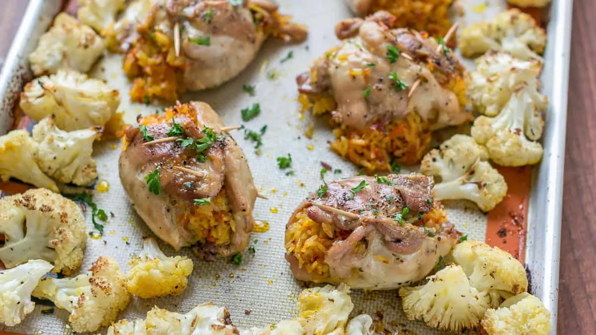 Stuffed Chicken Thighs and Cauliflower