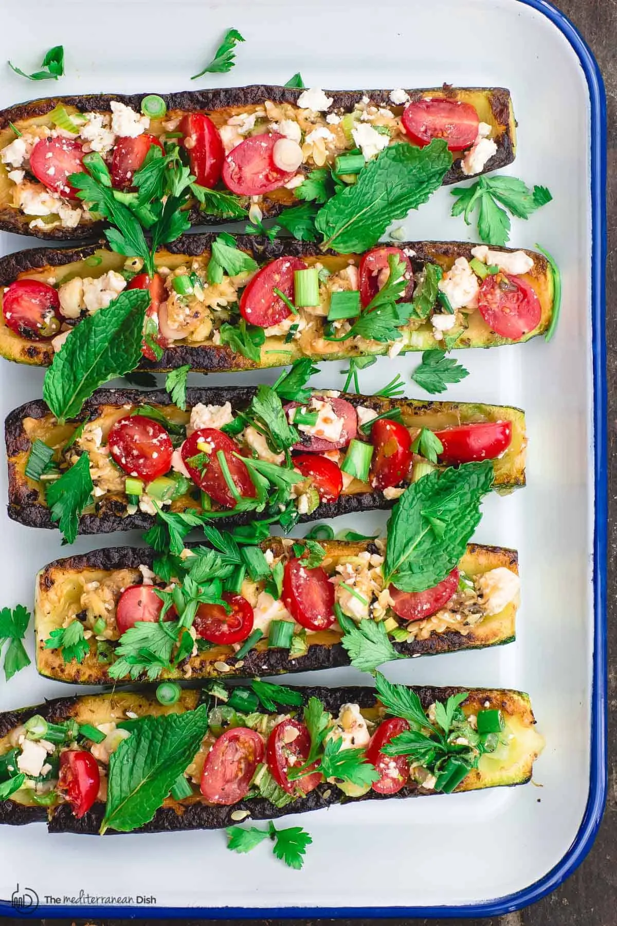 Stuffed Zucchini Boats with Tomato and Feta