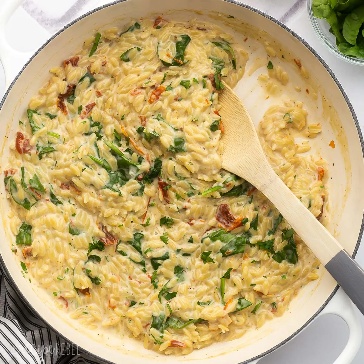 Sun Dried Tomato and Spinach Orzo