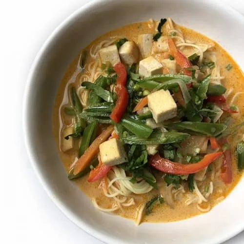 Thai Curry Noodle Soup with Tofu & Veggies