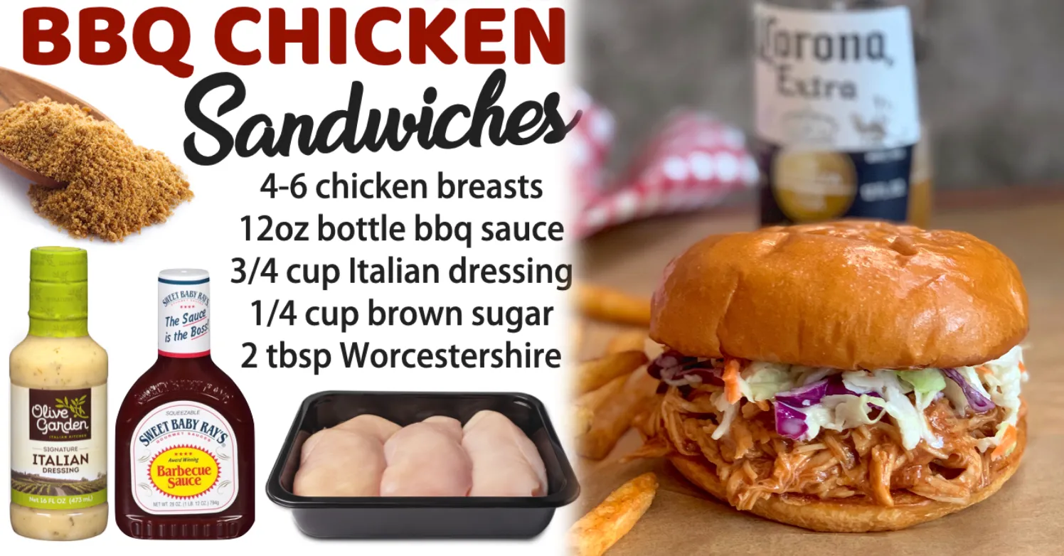 Crockpot BBQ Chicken Sandwiches