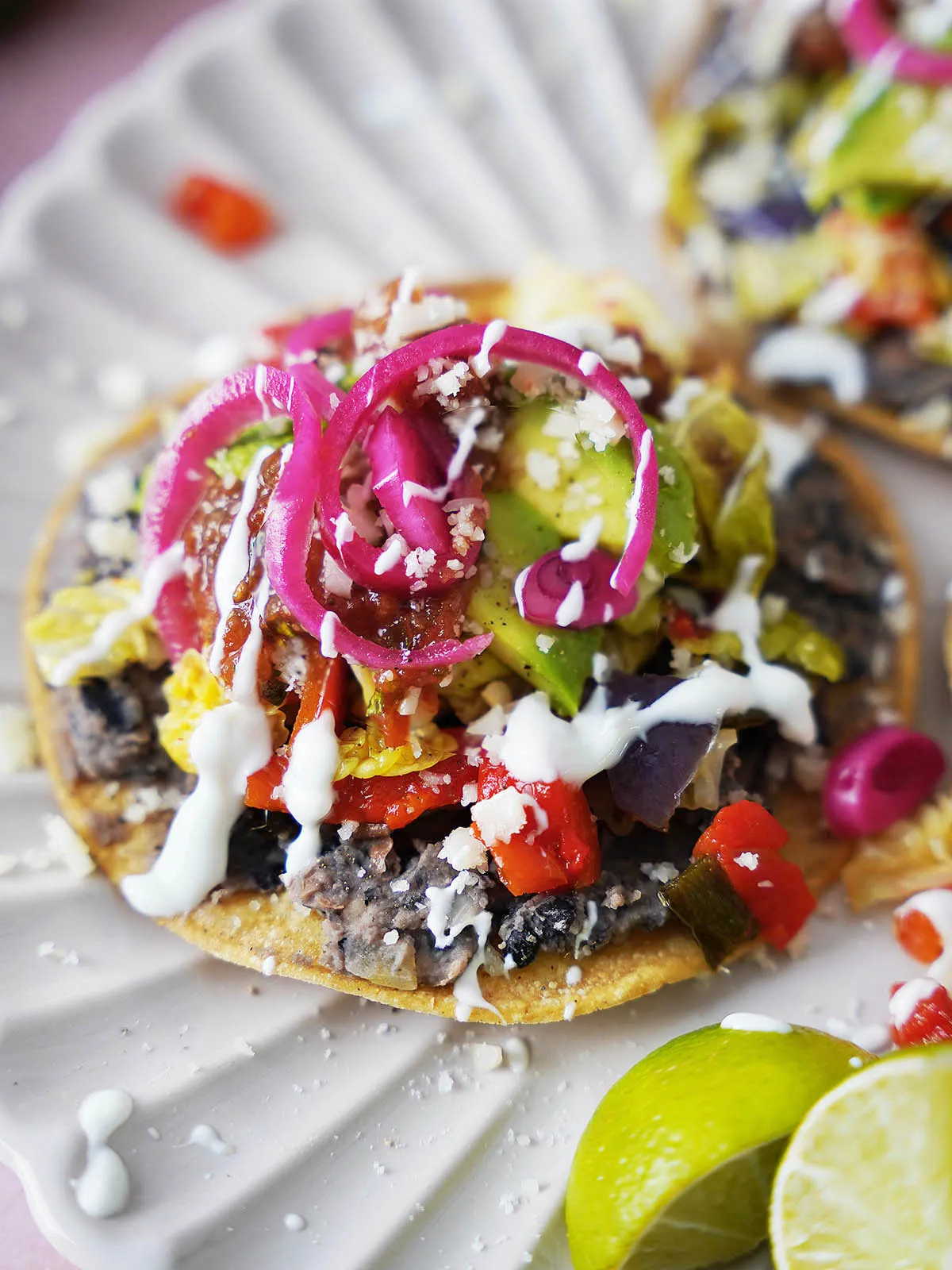 Black Bean Tostadas With Roasted Veggies