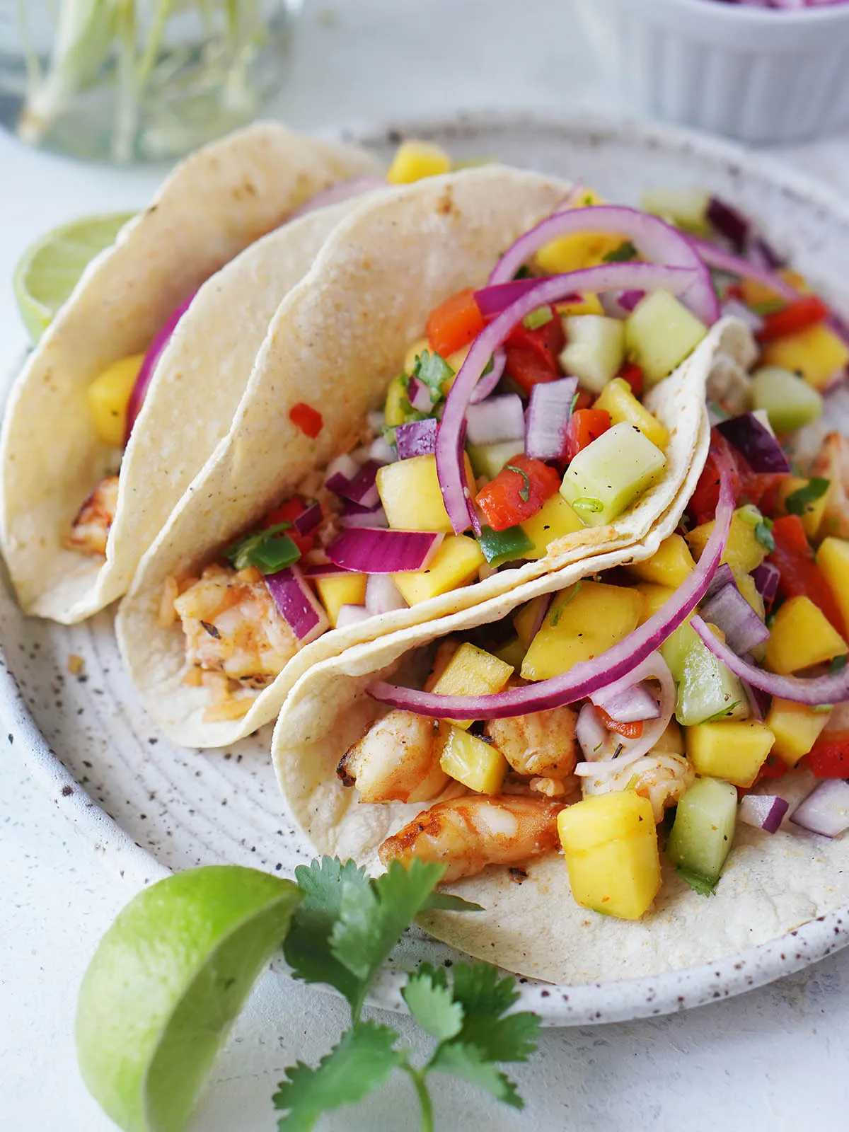 Blackened Shrimp Tacos With Mango Salsa