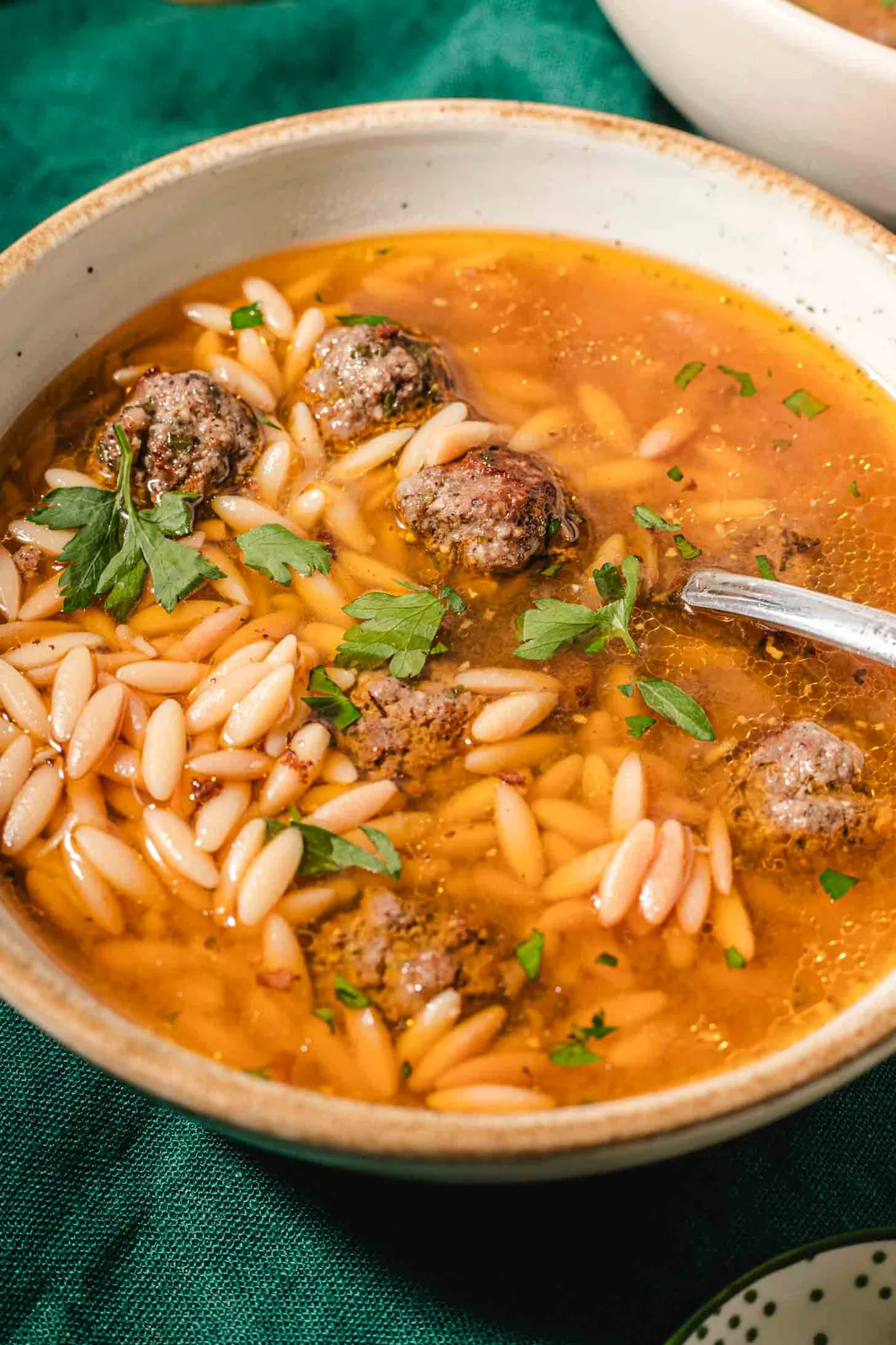 Brothy Meatball & Orzo Soup