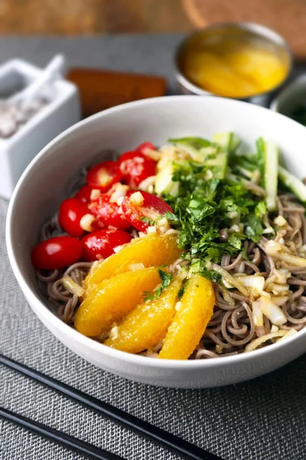 Buckwheat Soba Noodle Salad with Ginger Miso Dressing