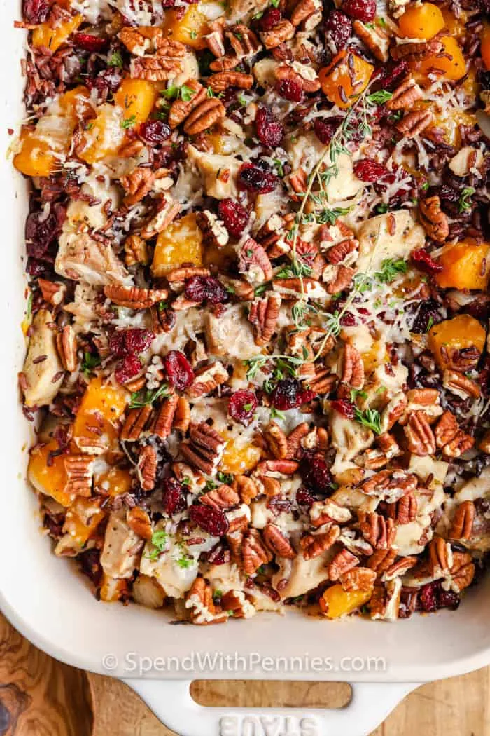 Butternut Squash, Chicken & Wild Rice Casserole