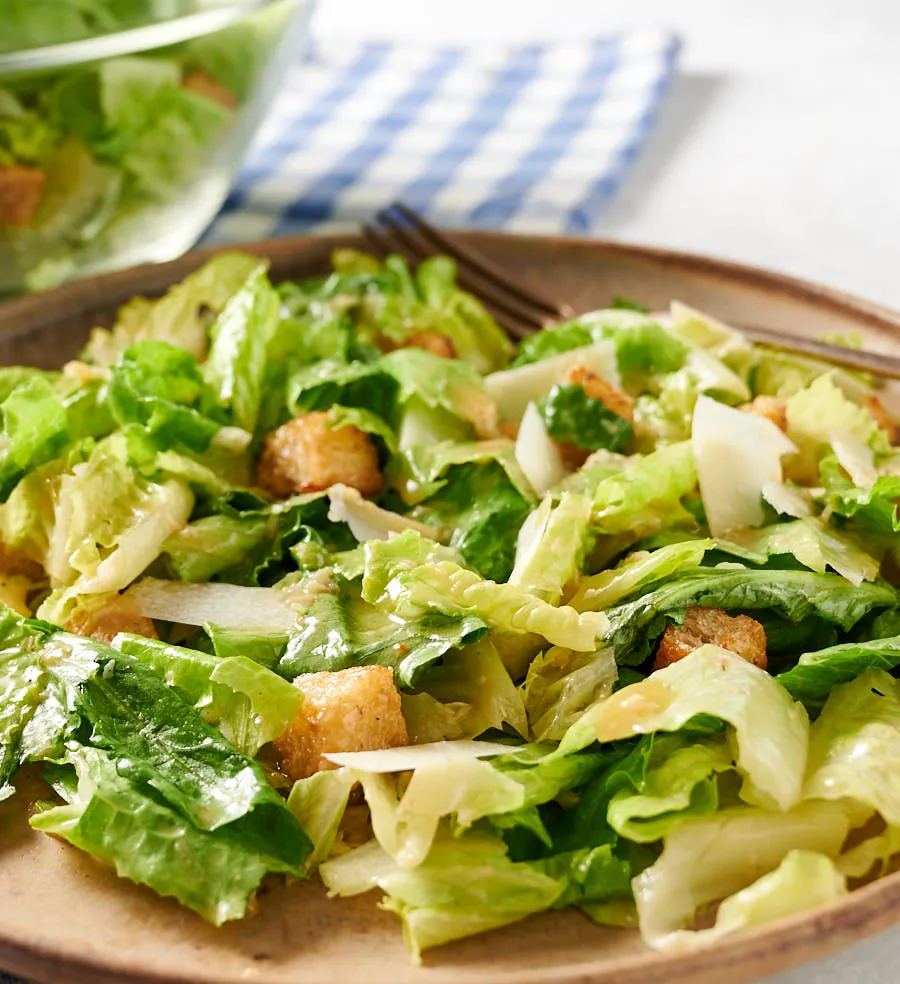 caesar salad with roasted garlic croutons